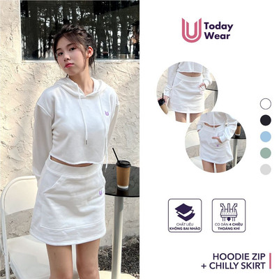 [Xả Hàng Giá Sốc] Chân váy thể thao nữ Chilly Today U Wear chất nỉ da cá cao cấp, thoái mái, phù hợp thu đông, có túi
