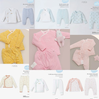 Bộ rời áo cài lệch các màu Newborn NOUS vải petit