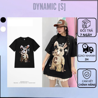 Áo Thun Unisex Form Rộng Trắng Đen DYNAMIC Áo Phông Nam Nữ Local Brand Chất Cotton Co giãn 4 Chiều Cổ Tròn Menswear