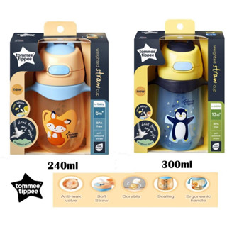 Cốc/bình tập uống ống hút quả tạ 360 độ Tommee Tippee, chống rò rỉ, dung tích 240ml, 300ml, có nắp bật tiện lợi