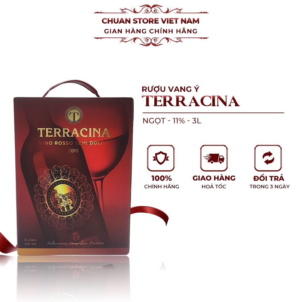  Rượu vang bịch Ý ngọt Terracina 11% 3 lít nhập khẩu chính hãng 