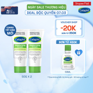 Combo 2 Kem dưỡng ẩm dịu lành cho da nhạy cảm CETAPHIL MOISTURISING CREAM 50G