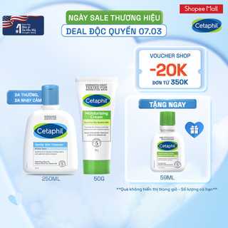 Combo Làm sạch và Dưỡng ẩm cho da nhạy cảm Cetaphil Gentle Skin Cleanser 250ml + Cetaphil Moisturizing