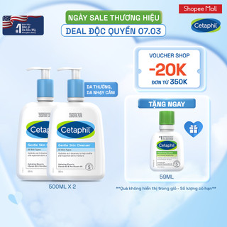 Combo 2 Sữa rửa mặt dịu lành cho da nhạy cảm Cetaphil Gentle Skin Cleanser 500ml