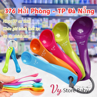 Bộ thìa đong, muỗng đong nhà bếp 5 món (set 5 cái), thìa đo lường, định lượng bột, sữa, thuốc,  gia vị bằng nhựa an toàn