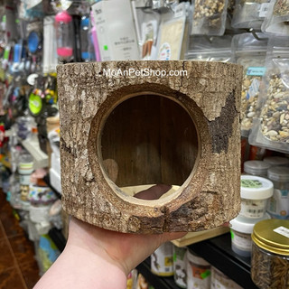 Nhà ngủ ống gỗ decor 18x17x13cm cho thỏ, bọ ú, chinchilla & hamster | thú nhỏ