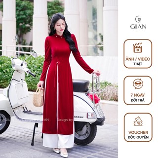 Áo dài truyền thống nữ đỏ thiết kế xẻ tà hiện đại trẻ trung chính hãng Giian - AD0646