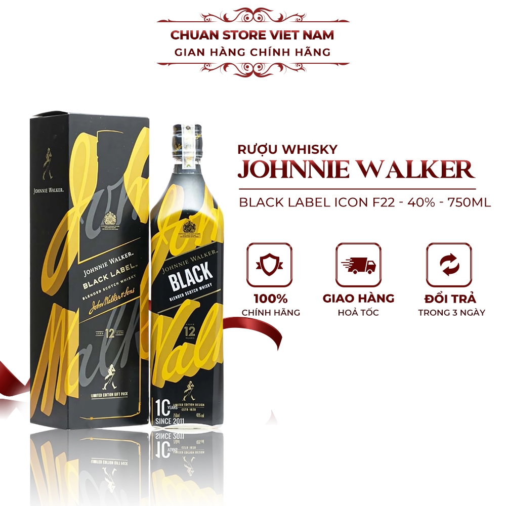 Rượu Johnnie Walker Black Label Icon F22 40% chai 750ml nhập khẩu chính hãng