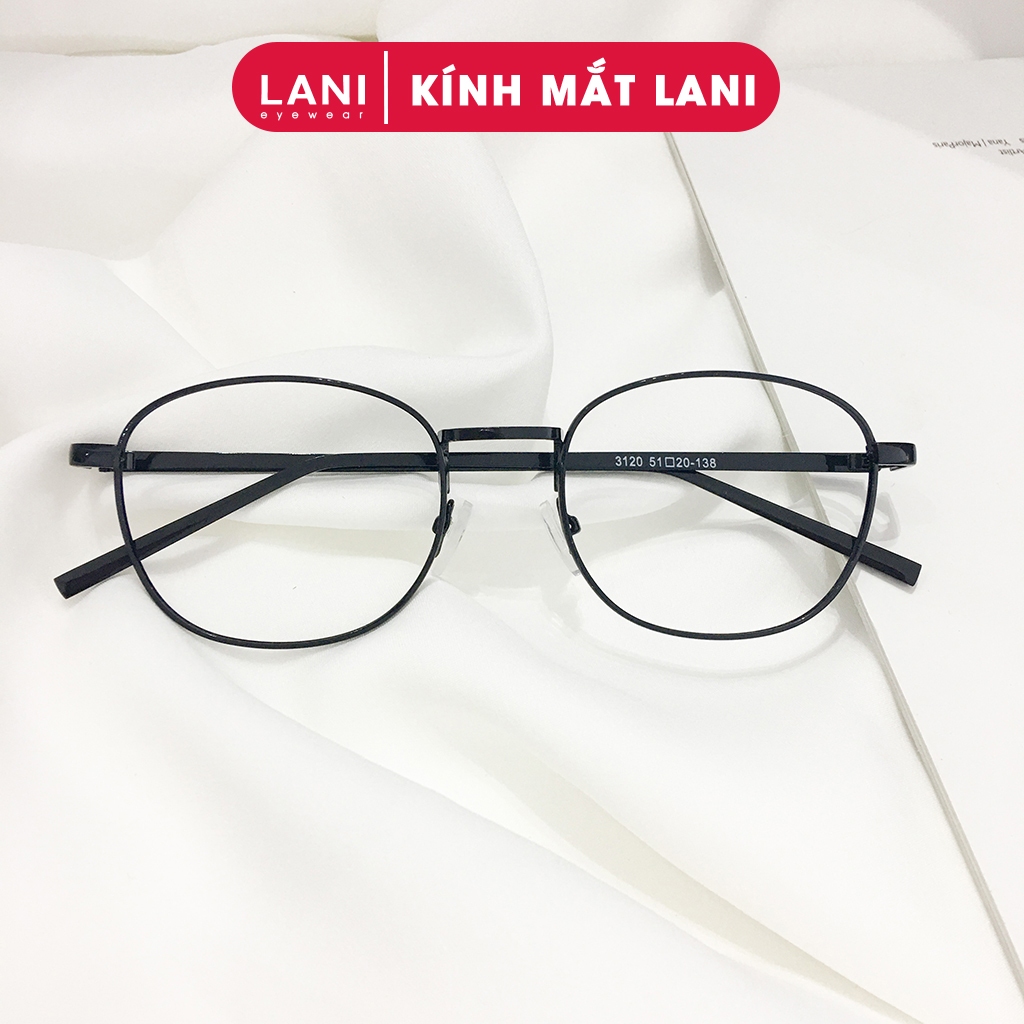 Gọng kính cận nam nữ dáng bầu chữ nhật kim loại chắc chắn LANI 3120 - Lắp mắt cận có độ theo yêu cầu