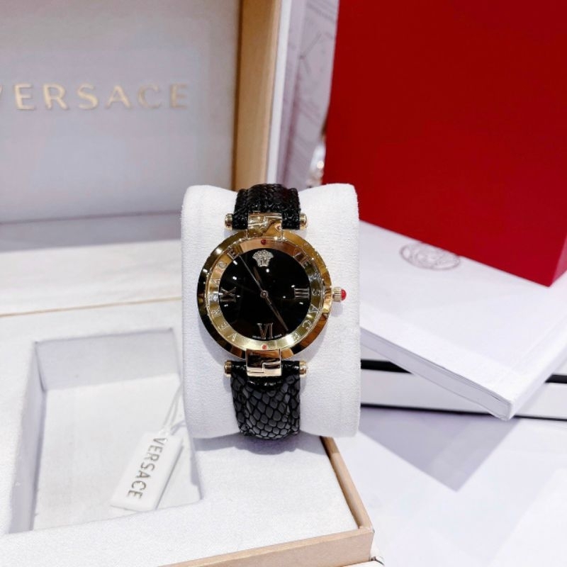 Đồng Hồ Nữ Versace Mặt Tròn Dây Da Máy Quartz  Thuỵ Sỹ Cao Cấp