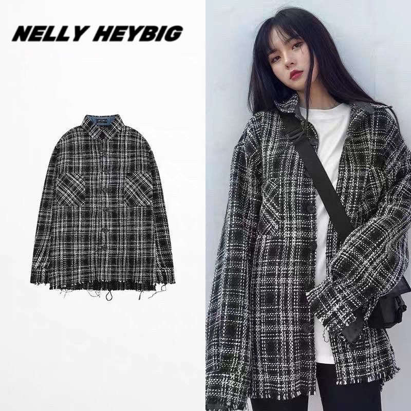 [Sẵn] Áo sơ mi 3250 caro form rộng nelly heybig dài tay dành cho nam và nữ 79