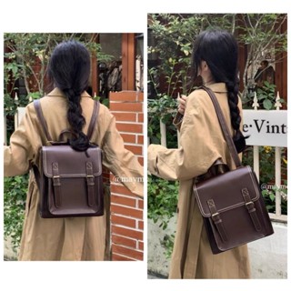 HÀNG LOẠI 1 Balo Nữ Túi Đeo Chéo Đeo Vai Cặp Đi Học Vintage Dáng Vuông Da PU Trơn Thời Trang Đi Học Đi Làm 2023