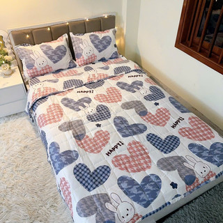 Bộ chăn hè ga gối cotton poly nhiều mẫu lựa chọn l Set chăn ga 5 món hình ngộ ngĩnh dễ thương