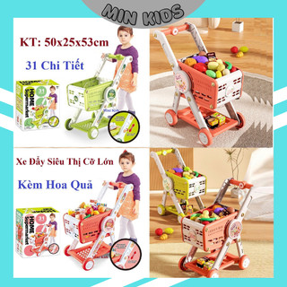 Đồ chơi xe đẩy siêu thị 31 chi tiết cỡ lớn kèm hoa quả, xe đẩy hoa quả 42 chi tiết, chất liệu nhựa abs an toàn cho bé