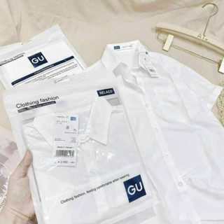 Áo Sơ Mi GU Trắng Nữ Túi Zip, Hàng Thiết Kế Cao Cấp [ ẢNH VÀ VIDEO THẬT ]