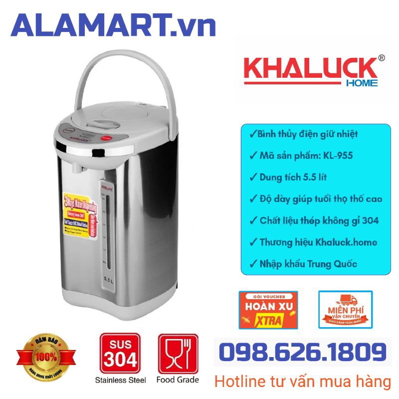 Bình thủy điện Khaluck.home KL-955 5.5 lít