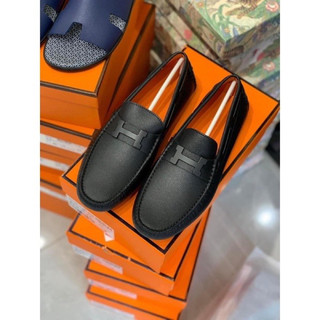 Giày lười Hm da bò khuy đen bản fullbox cao cấp giá xả