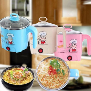 Nồi lẩu điện mini cao cấp đa năng 2 nấc, Nồi Nấu Lẩu Mini Cầm Tay, Ca Mỳ Điện-Ca nấu mì ăn nhanh mini loại 1,6l