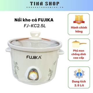 Nồi nấu cháo mini cho bé, kho cá, nồi hầm cháo chậm fujika fj-kc1.5l - fj-kc2.5l - chính hãng bh 12 tháng