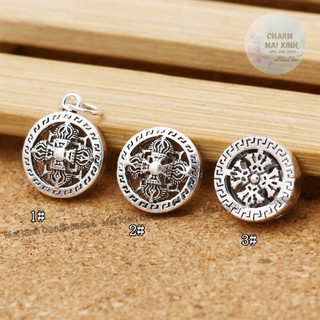 Bánh xe pháp luân bạc thái - 3 mẫu mới - charm phụ kiện xâu, mix phối vòng tay phong thủy nam nữ
