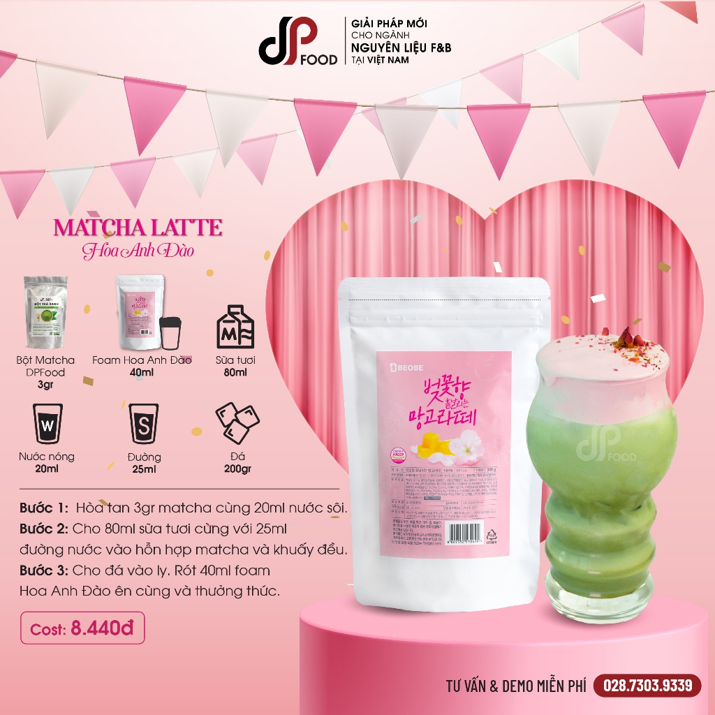 Bột Milk Foam Hoa Anh Đào DP FOOD - Gói 500G - Thơm Béo Đậm Đà - Làm Topping Rót Lên Trên Trà Sữa, Cà Phê, Sốt Chấm Bánh