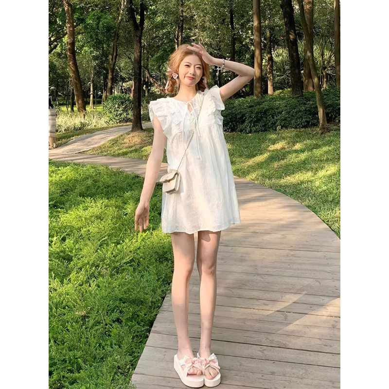 Váy Nữ, Váy Thô Ren Trắng Bánh Bèo Cánh Tiên Dáng Babydoll Phong Cách Tiểu Thư Siêu Xinh | BigBuy360 - bigbuy360.vn