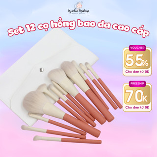 Bộ Cọ Trang Điểm 12 Cây Siêu Mềm Mịn Túi Da Sang Trọng Chuyên Nghiệp Loại Đẹp Cọ Tán Kem Phấn Làm Đẹp Uynchan