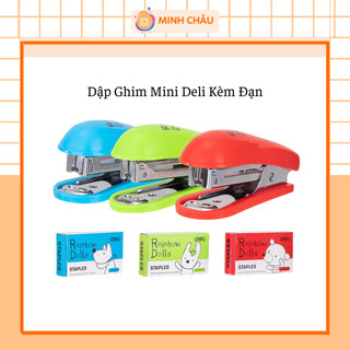 Dập Ghim Mini Deli [ NHỎ GỌN ] Tặng Kèm Hộp Ghim 1000 chiếc