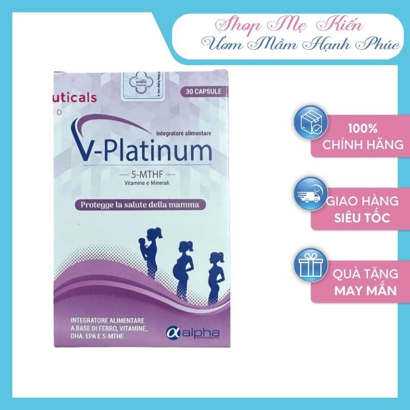 (CHÍNH HÃNG) Viên Uống V- Platinum 5mthf Tăng Khả Năng Thụ Thai, Chống Dị Tật Thai Nhi, Giảm Nguy Cơ Sảy Thai - Hộp 30v