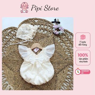 Váy bé gái, body mũ ren cánh tiên đính nơ và ngọc cho bé gái từ 3 đến 13kg