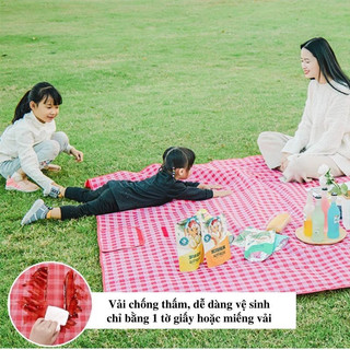 Thảm du lịch gấp gọn, thảm chống thấm nước, thảm dã ngoại, phượt kẻ sọc