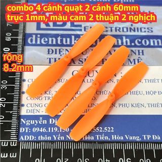 combo 4 cánh quạt 2 cánh 60mm, trục 1mm, màu đen, 2 thuận 2 nghịch kde4950