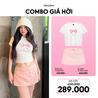  Mua 1 Áo Babytee Bé Nơ Hồng + 1 Chân váy AMee hồng thắt nơ Kill System
