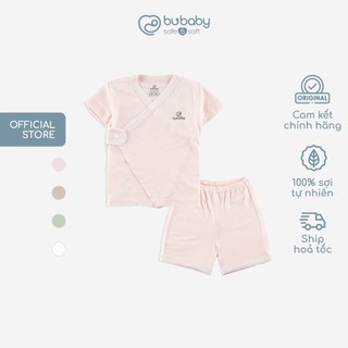 Bộ ngắn tay cài chéo cho bé sơ sinh từ 1 đến 9 tháng chất vải thoải mái, co giãn  - Siro BSR130802 | Quần áo BU Baby
