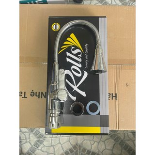 Vòi rửa chén gắn chậu nóng lạnh inox bóng cần mềm