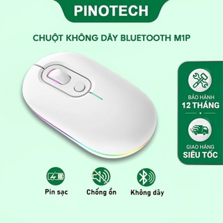  Chuột Không Dây Bluetooth Pin Sạc PINOTECH M1P ko tiếng click sạc 1 lần dùng 4 tuần cho laptop MCBook PC Tablet PAD Tivi 