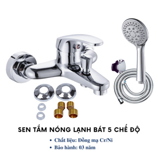 Bộ vòi sen tắm nóng lạnh tăng áp nhập khẩu cao cấp đồng mạ crom S5301