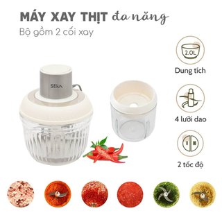 Máy xay thịt đa năng SEKA SK2287 chính hãng Công suất 500W, 2 cối thủy tinh thiết kế 4-6 lưỡi dao xay bảo hành 12 tháng