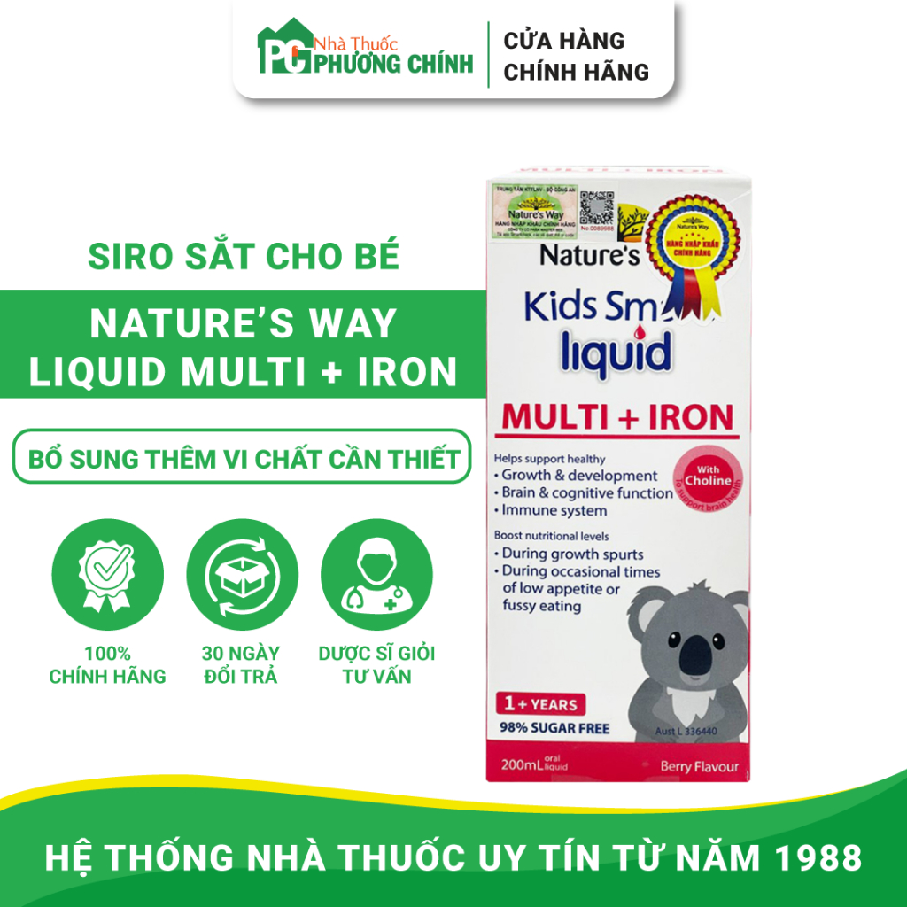 Siro Bổ Sung Vitamin Và Sắt Cho Bé - Nature's Way Kids Smart Liquid Multi + Iron