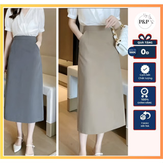  Chân Váy Chữ A Dài 80cm 2 Túi Chéo_Vải vitex Thời Trang Công Sở Nữ Cao Cấp_CV59 