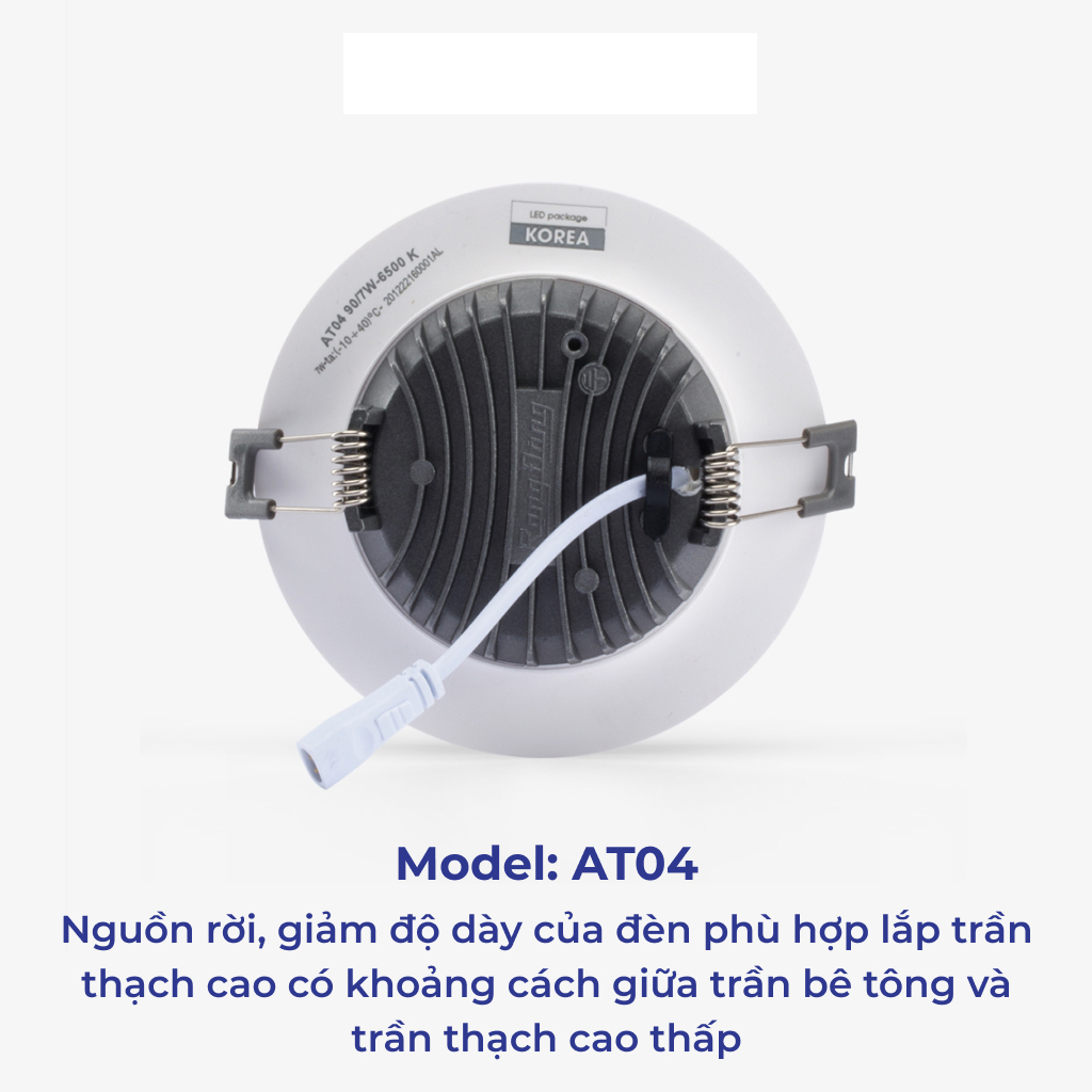 Đèn Âm Trần 9W, Khoét lỗ 90mm, Rạng Đông  - Bảo Hành 2 Năm - Model: D AT04L