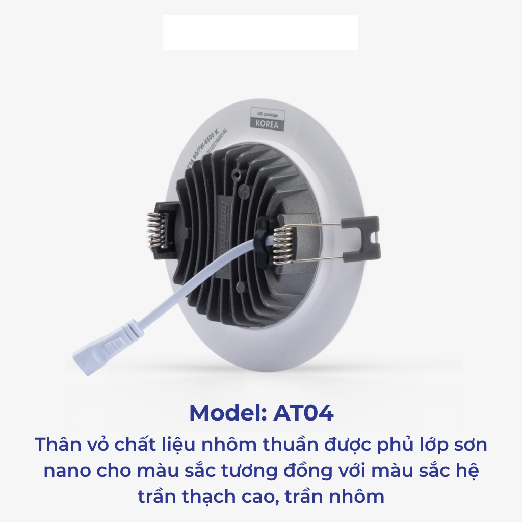 Đèn Âm Trần 9W, Khoét lỗ 90mm, Rạng Đông  - Bảo Hành 2 Năm - Model: D AT04L