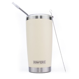 Ly Giữ Nhiệt Nắp Trượt Chống Tràn Rinfere - Tặng Kèm Ống Hút Không Gỉ, Dụng Cụ Vệ Sinh Ông Hút (590ml)