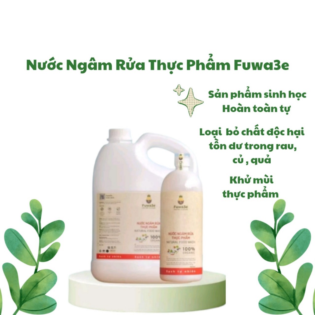 Nước Ngâm Rửa Rau Củ Quả Sinh Học Fuwa3e Combo 2 Chai 1L Làm Sạch Thực Phẩm 100% Enzyme Từ Dứa