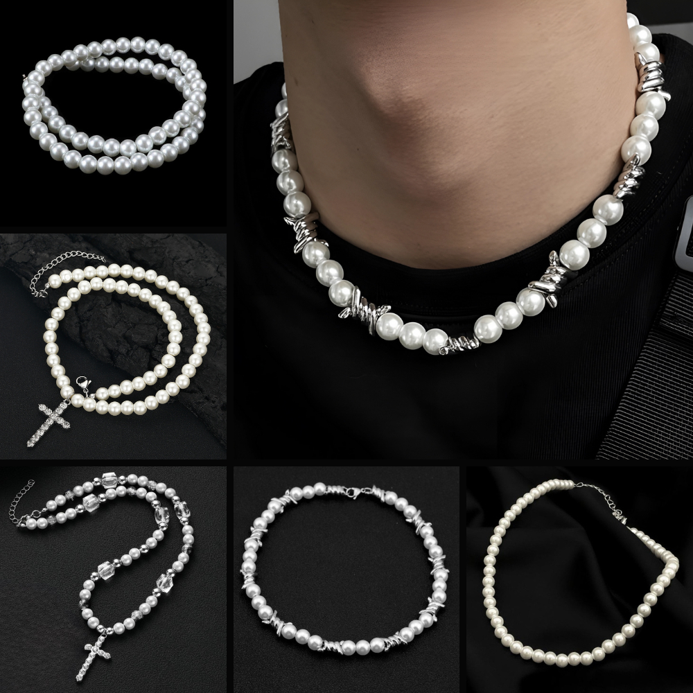 Dây Chuyền Đính Ngọc Trai Phong Cách hip hop Âu Mỹ Kiểu Dáng Cá tính unisex Cho nam và nữ KIN Accessories -Vòng Cổ Thorn