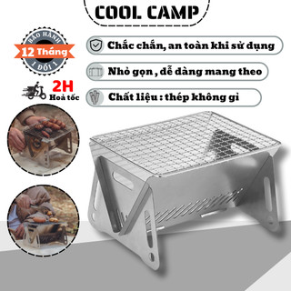 Bếp Nướng Thịt BBQ Mini Gấp Gọn Bằng Thép Không Gỉ, Bếp Nướng Than Hoa Cho Cắm Trại, Dã Ngoại Picnic