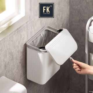 Thùng đựng rác phòng tắm treo tường FEEKA có nắp sang trọng, thùng rác treo tủ bếp mini cỡ lớn nhỏ dễ thương