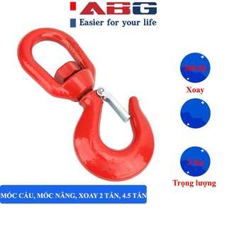 Móc Cẩu Xoay Cáp Thép ABG 2 Tấn, 4.5 Tấn, Móc Nâng Móc Xoay Tự Khóa 360 Độ Móc Nâng 360°, Không Biến Dạng, Chịu Lực