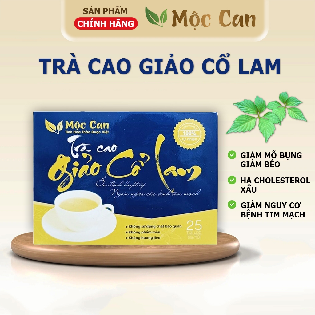 Trà Cao Giảo Cổ Lam Túi Lọc Mộc Can, giảm mỡ máu, giảm béo, điều hòa huyết áp, tăng lưu thông máu, hộp 25 gói