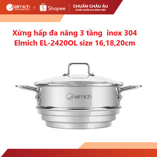 Xửng hấp đa năng Inox 304 Elmich EL-2420OL size 16,18,20cm